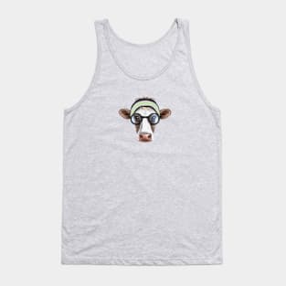 Subtle Agender Cow with Headband Bandana Tank Top